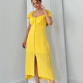 Sarı Prenses Yaka Elbise