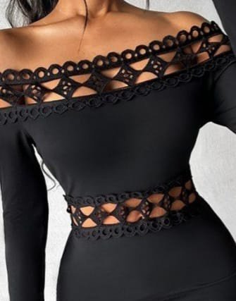 Kadın Uzun Kollu Madonna Dantel Yaka Yırtmaçlı Midi Dalgıç Elbise - Görsel 2