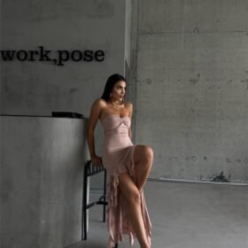 STRABLEZ SANDY ELBİSE YANLARI KATLI - Bej