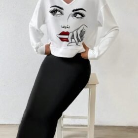 Kadın Askılı Yuvarlak Yaka Viskon Iki Iplik Elbise Ve V Yakalı Bluz Ikili Takım