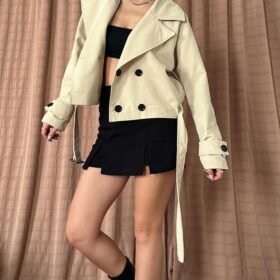 Vizon Kemerli Kısa Trech Ceket