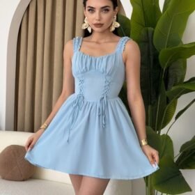 Aria Büzgü Askılı Elbise