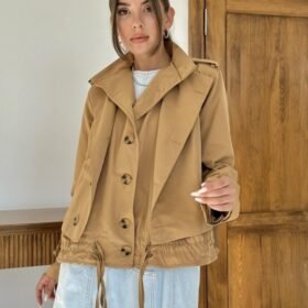 Camel Çift Katlı Kısa Ceket