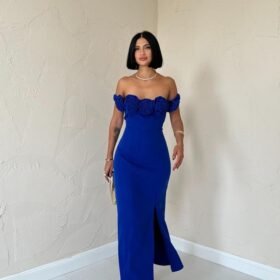 Saks Madonna Yaka Güllü Elbise