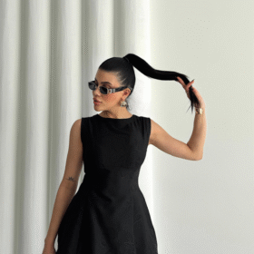 JAKAR KETEN KOLSUZ BLUZ-PANTOLON TK - Siyah