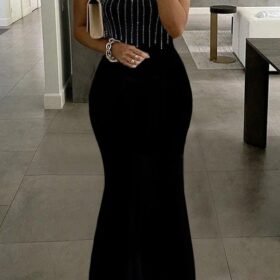 Kadın Omuz çoklu Askılı önü Taş Işlemeli Balık Kesim Janjan Krep Maxi Boy Elbise