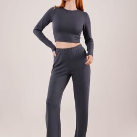 Fitilli Bluz Ve Pantolon Antrasit İkili Takım