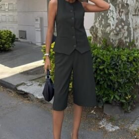 Midi Şortlu Ve Yelekli Viscon Takım 10167