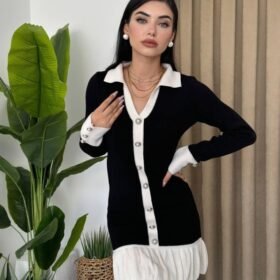 Bochum İnci Düğmeli Mini Elbise