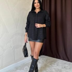 Siyah Işıltılı Gömlek