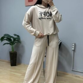 Kadın Uzun Kollu Nope Baskılı Beli Ribanalı Ikili Takım