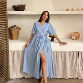 Bebe Mavi Müslin Uzun Elbise