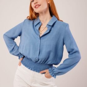 Bel Ve Bilek Lastikli Mavi Bluz