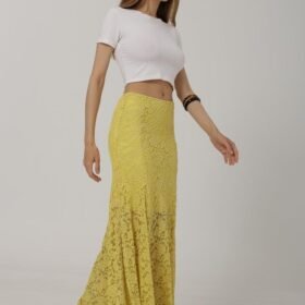 Bel Lastikli Dantel Etek - Sarı