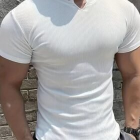 Erkek Kısa Kollu Bisiklet Yaka Burgu Tişört