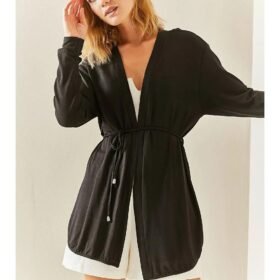 Kadın Uzun Kollu Bağcık Detay Hırka