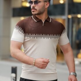 Erkek Hemşire Yaka çift Renk Kısa Kollu Tişört