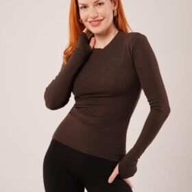 Uzun Kollu Basic Kahverengi Bluz