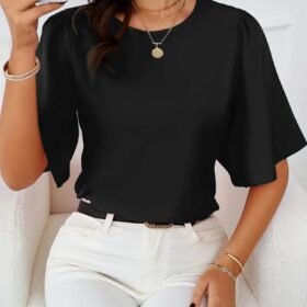 Kadın Kısa Kollu Yuvarlak Yaka Sandy Bluz