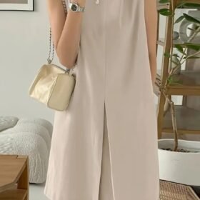 Kadın Askılı Sıfır Kol A Kesim Detaylı Ithal Krep Elbise