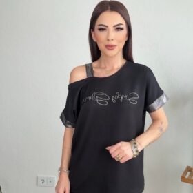 Kadın Kumaş Omuz Dekolteli Siyah Takım