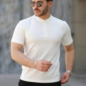 Erkek Kısa Kollu Hakim Yaka önü Düğmeli Viskon Tişört