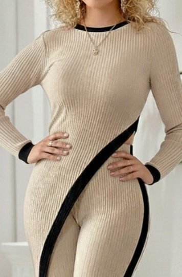 Kadın Uzun Kollu Bisiklet Yaka Asimetrik Kesim Bluz şardonlu Kaşkorse Bluz Ve Pantolon Ikili Takım - Görsel 2