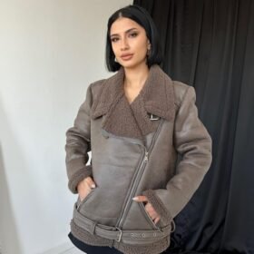 Haki Apoletli Kürklü Ceket