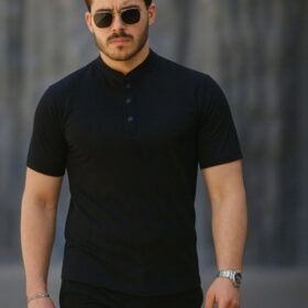 Kadın Kısa Kollu Hakim Yaka önü Düğmeli Viskon Tişört