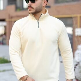 Erkek Zip Yaka Beli Lastikli Polar