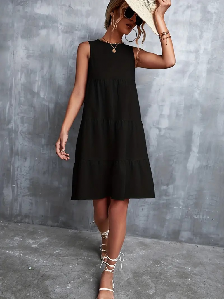 Kadın Sıfır Kol Bisiklet Yaka Aerobin Elbise - Görsel 3