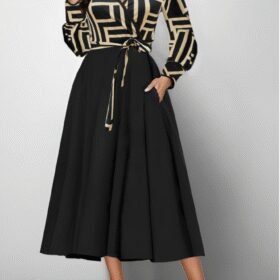 Kadın Uzun Kollu Kruvaze Yaka Dalgıç Krep Midi Boy Elbise