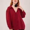 Basic Oversize Bordo Gömlek