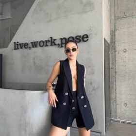 KETEN YELEK - ŞORT TAKIM - Siyah