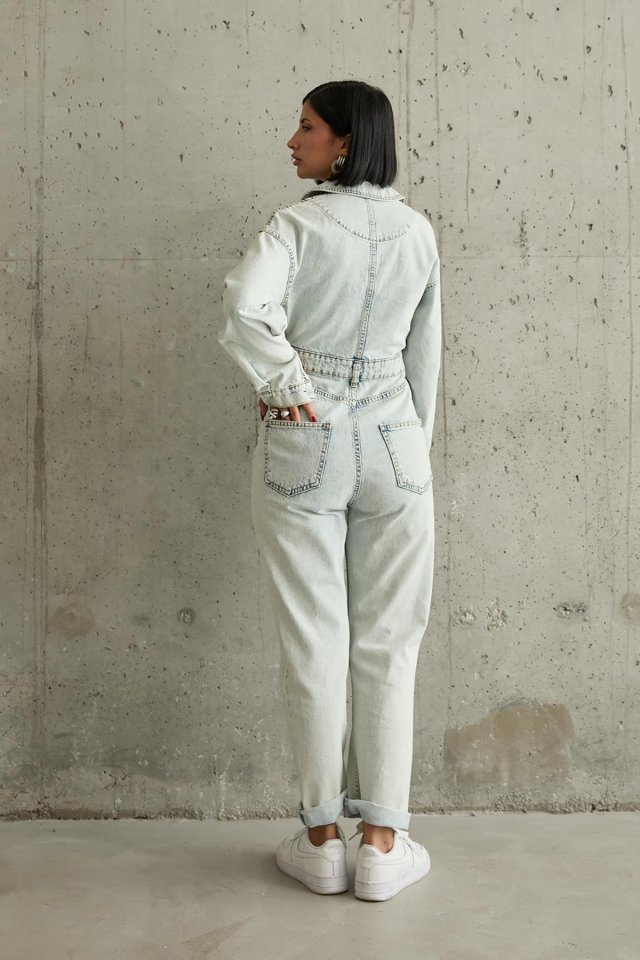 Kar Yıkama Blue Denim Tulum - Görsel 4