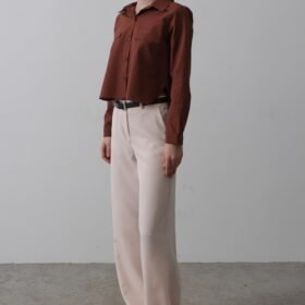 Kemerli Palazzo Pantolon - Pudra