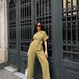 KETEN TULUM BEL BAĞLAMA DETAYLI - Yeşil