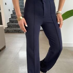 Kadın Yüksek Bel Full Likralı Krep Kumaş Pantolon