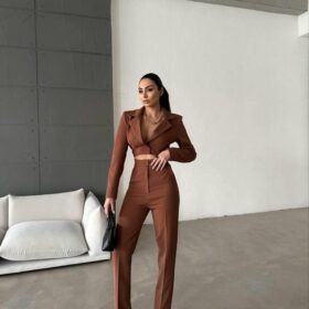 CEKET YAKA BEL DEKOLTELİ TULUM - Acı Kahve