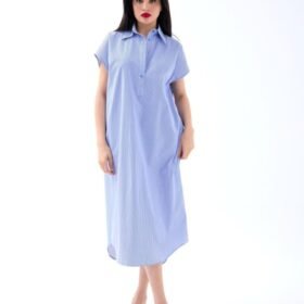 7450 ELBİSE-MAVİ BEYAZ ÇİZGİLİ