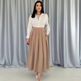 Camel Uzun Pileli Etek