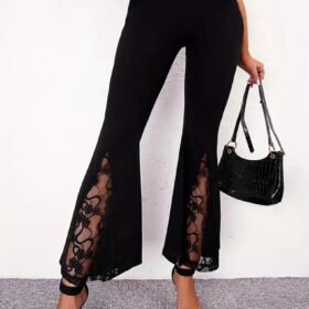 Kadın Yüksek Bel Kalpli Kemer Dantel Detaylı Dalgıç Pantolon