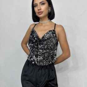 Gümüş Askılı Degaje Bluz