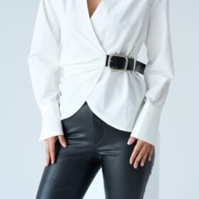 Kemerli Gömlek - Ekru