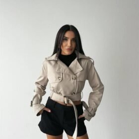 CROP TRENCH KEMER DETAYLI - Taş