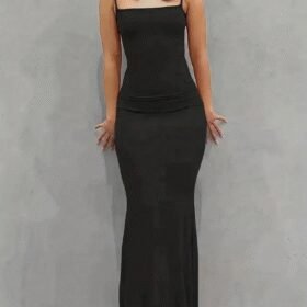 Kadın Kolsuz Askılı Bodycon Uzun Viskon Elbise