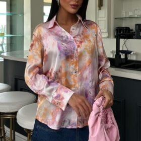 Batik Desenli Saten Gömlek 3409