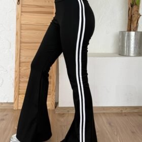 Kadın Yüksek Bel şerit Detaylı Ispanyol Paçalı Dalgıç Pantolon