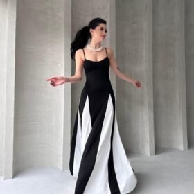 Askılı Beyaz Detaylı Maxı Kadın Elbise