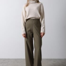 Beli Yarım Lastikli Palazzo Pantolon - Haki